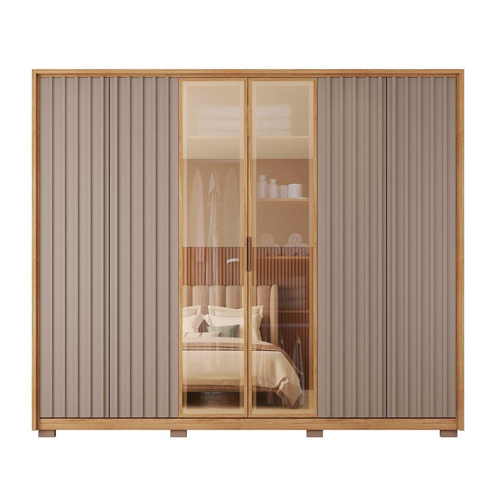 Guarda-Roupa Casal com Vidro Reflecta 6 PT 4 GV Buriti e Fendi - 4