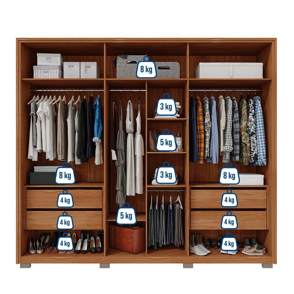 Guarda-Roupa Casal com Vidro Reflecta 6 PT 4 GV Buriti e Fendi - 5