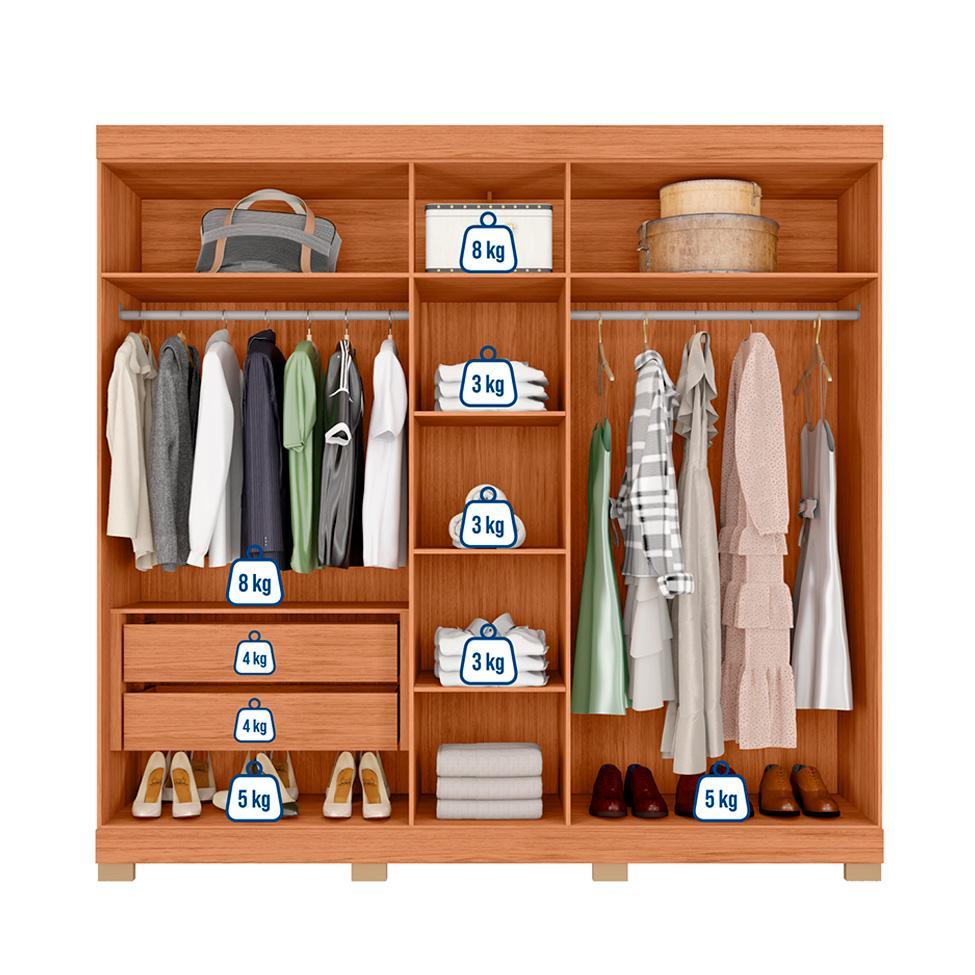 Guarda-Roupa Casal com Espelho Sophia 5 PT 2 GV Freijó e Off White - 5