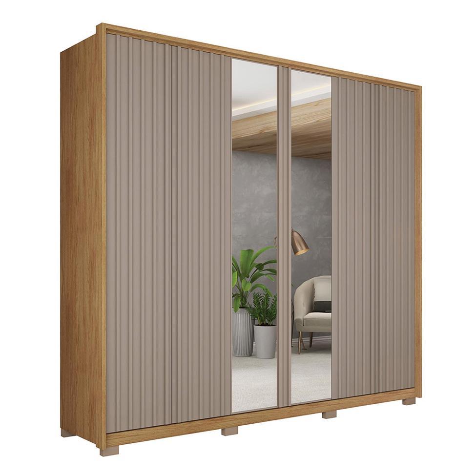 Guarda-Roupa Casal com Espelho Decimus 6 PT 4 GV Buriti e Fendi - 1