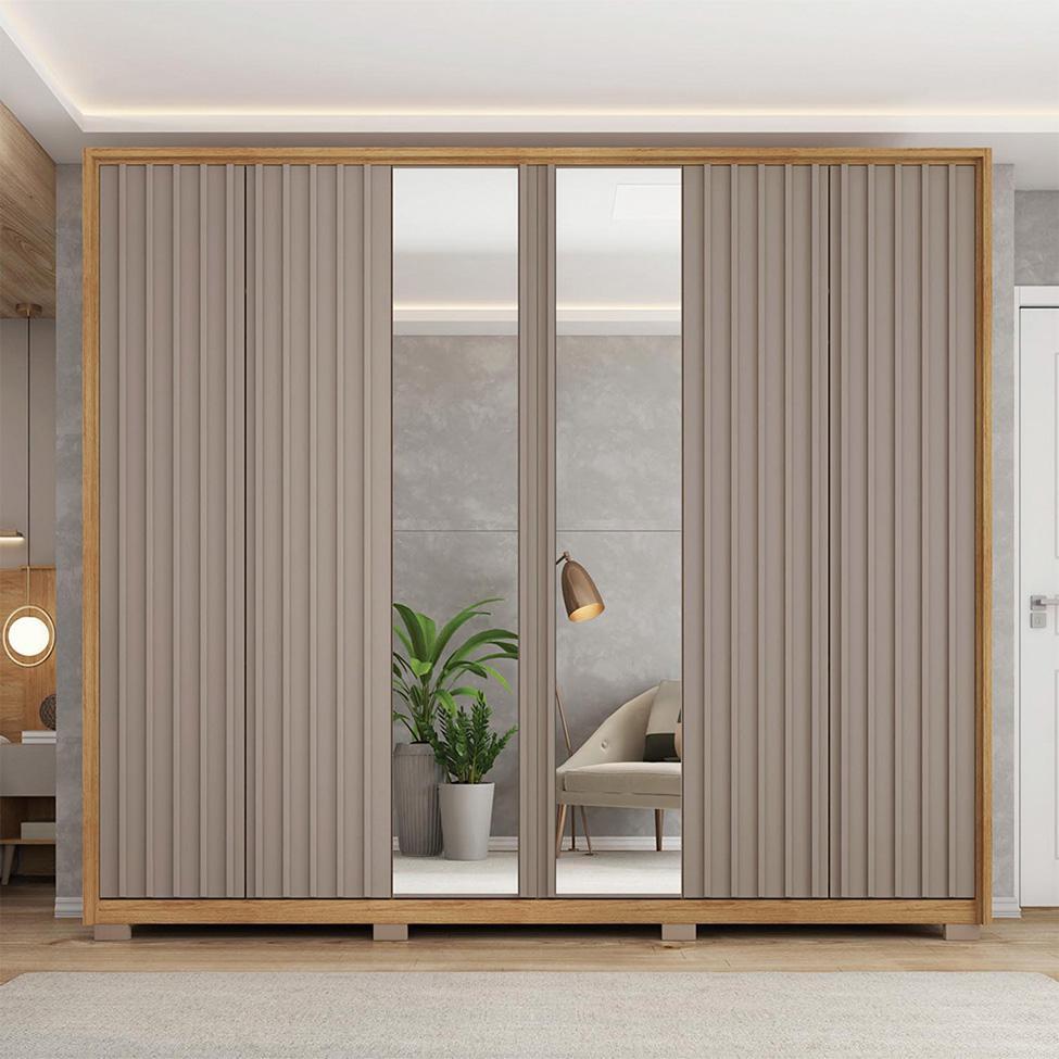 Guarda-Roupa Casal com Espelho Decimus 6 PT 4 GV Buriti e Fendi - 4