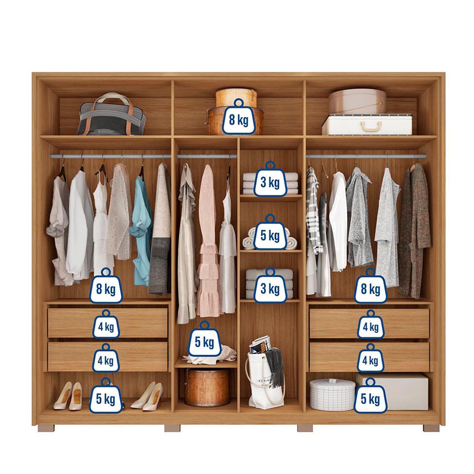 Guarda-Roupa Casal com Espelho Decimus 6 PT 4 GV Buriti e Fendi - 5