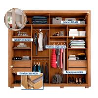 Guarda-Roupa Casal com 4 Espelhos Praticus 2 PT 4 GV Freijó e Off White - 2