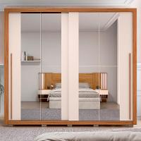 Guarda-Roupa Casal com 4 Espelhos Praticus 2 PT 4 GV Freijó e Off White