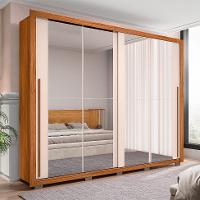 Guarda-Roupa Casal com 4 Espelhos Praticus 2 PT 4 GV Freijó e Off White - 6