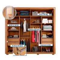 Guarda-Roupa Casal com Espelho Moviment 2 PT 4 GV Buriti e Fendi - 2