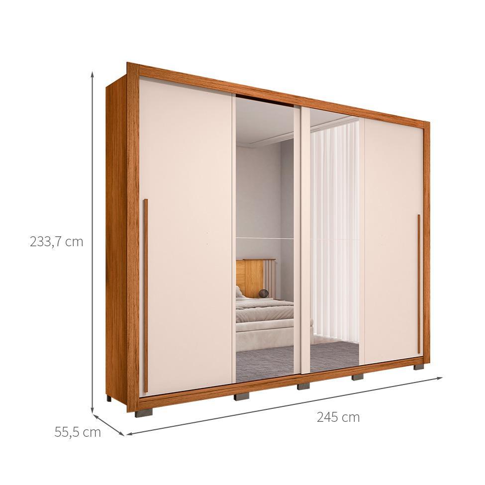 Guarda-Roupa Casal com 2 Espelhos Praticus 2 PT 4 GV Freijó e Off White - 3