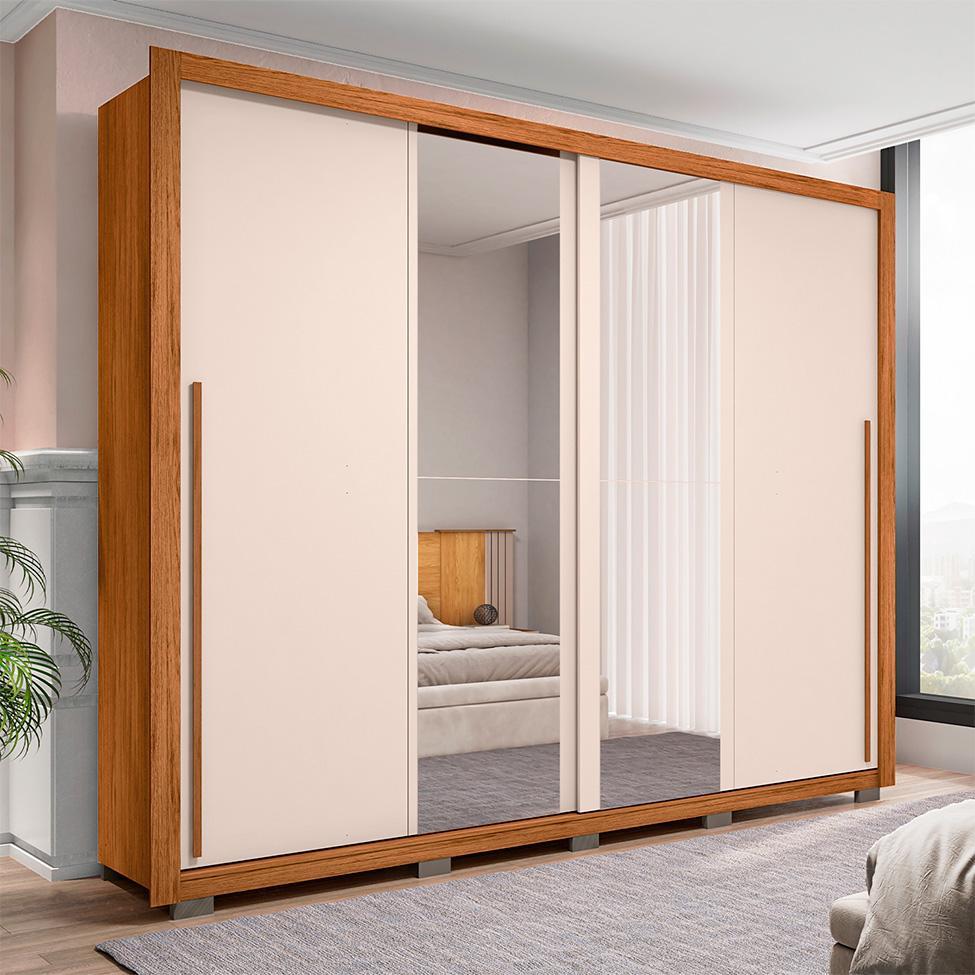 Guarda-Roupa Casal com 2 Espelhos Praticus 2 PT 4 GV Freijó e Off White - 6