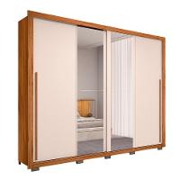 Guarda-Roupa Casal com 2 Espelhos Praticus 2 PT 4 GV Freijó e Off White - 1