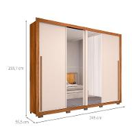 Guarda-Roupa Casal com 2 Espelhos Praticus 2 PT 4 GV Freijó e Off White - 3