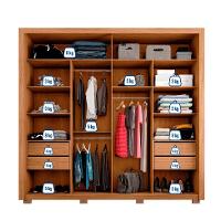 Guarda-Roupa Casal com 2 Espelhos Praticus 2 PT 4 GV Freijó e Off White - 5