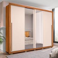 Guarda-Roupa Casal com 2 Espelhos Praticus 2 PT 4 GV Freijó e Off White - 6