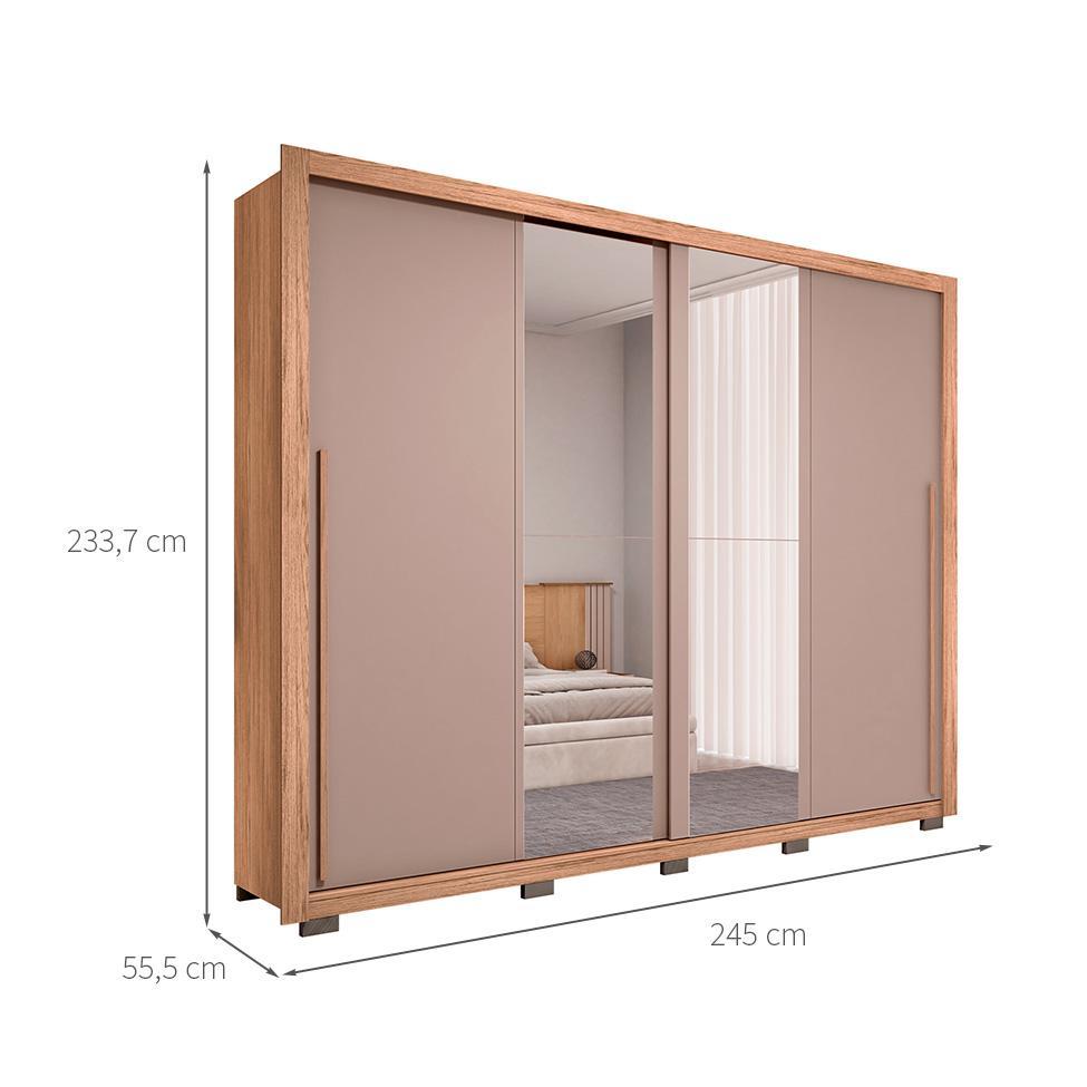 Guarda-Roupa Casal com 2 Espelhos Praticus 2 PT 4 GV Buriti e Fendi - 3