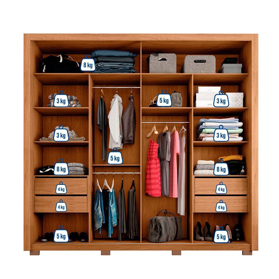 Guarda-Roupa Casal com 2 Espelhos Praticus 2 PT 4 GV Buriti e Fendi - 5