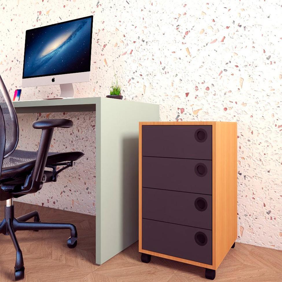 Gaveteiro Ruan 4 GV Mel e Grafite - 2