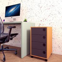 Gaveteiro Ruan 4 GV Mel e Grafite - 2