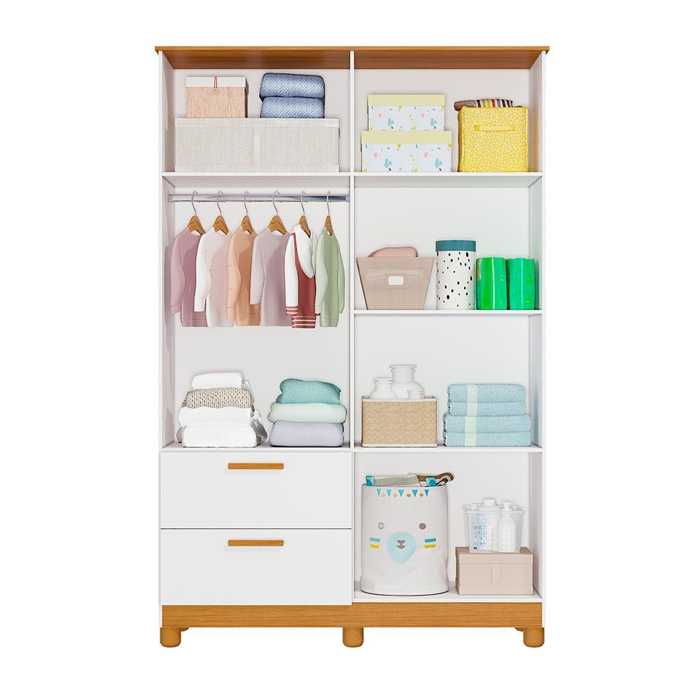 Guarda-Roupa Infantil Jujuba 4 PT 2 GV Branco e Nature - 2