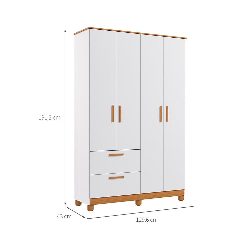 Guarda-Roupa Infantil Jujuba 4 PT 2 GV Branco e Nature - 3