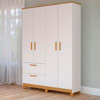 Guarda-Roupa Infantil Jujuba 4 PT 2 GV Branco e Nature