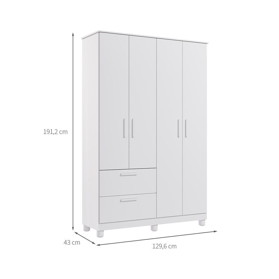 Guarda-Roupa Infantil Jujuba 4 PT 2 GV Branco - 3