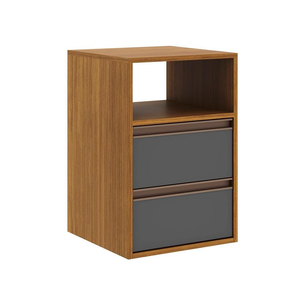 Mesa de Cabeceira Calha 2 GV Freijó e Titânio - 1