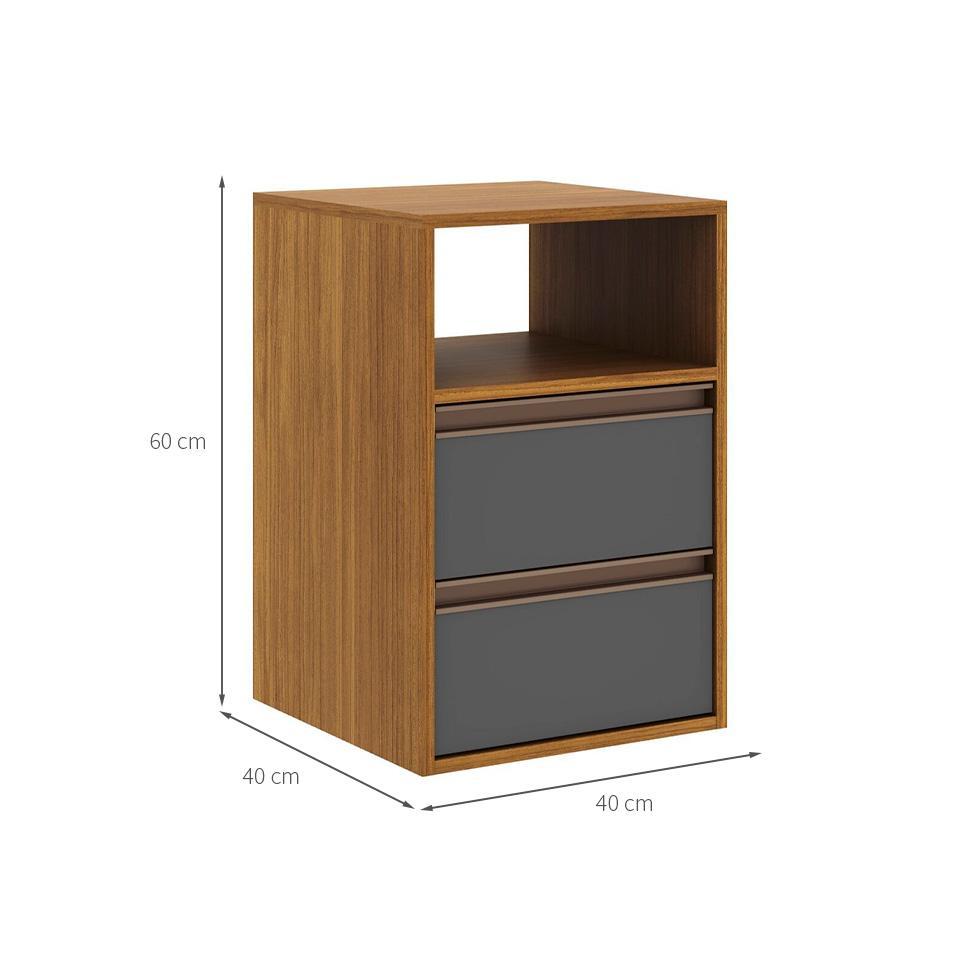 Mesa de Cabeceira Calha 2 GV Freijó e Titânio - 3