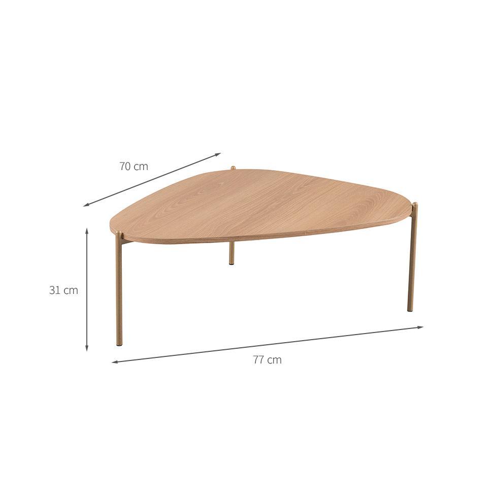Mesa de Centro Complementos Orgânica Hanover e Dourada 77 cm - 3