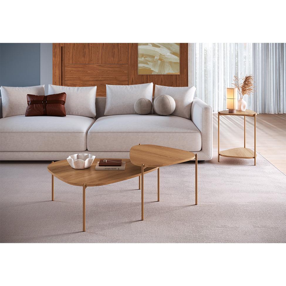 Mesa de Centro Complementos Orgânica Hanover e Dourada 77 cm - 5