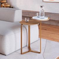 Mesa Lateral Redonda Complementos Hanover e Dourada 44 cm - 2