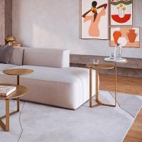 Mesa Lateral Redonda Complementos Hanover e Dourada 44 cm - 6