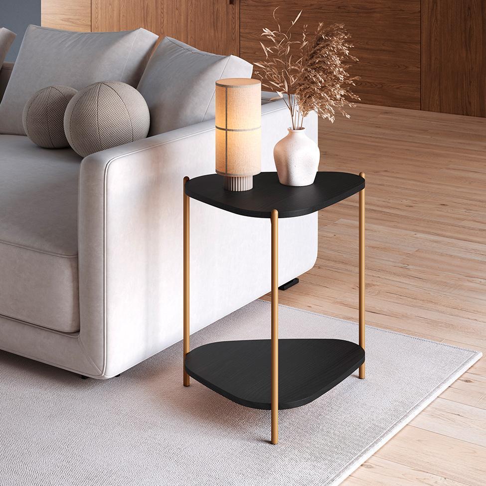 Mesa Lateral Orgânica Complementos Nero e Dourada 44 cm - 2