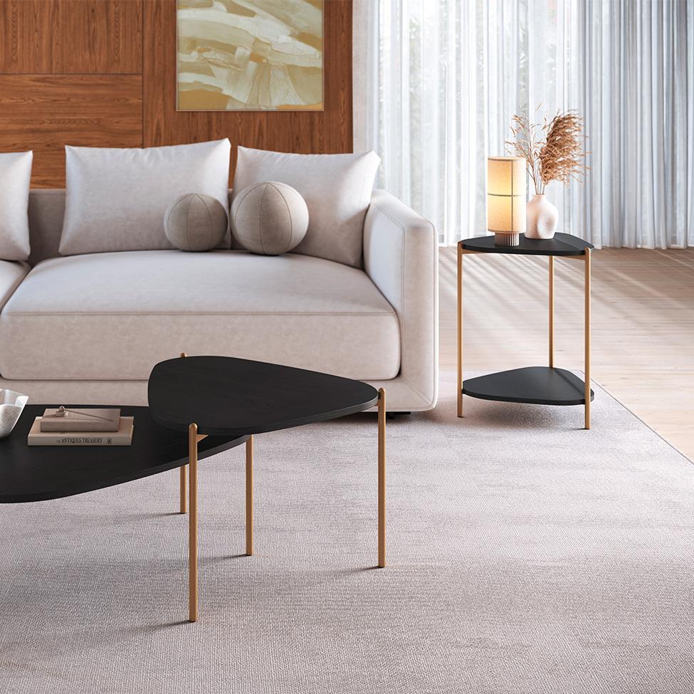 Mesa Lateral Orgânica Complementos Nero e Dourada 44 cm - 4