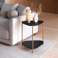 Mesa Lateral Orgânica Complementos Nero e Dourada 44 cm - 2
