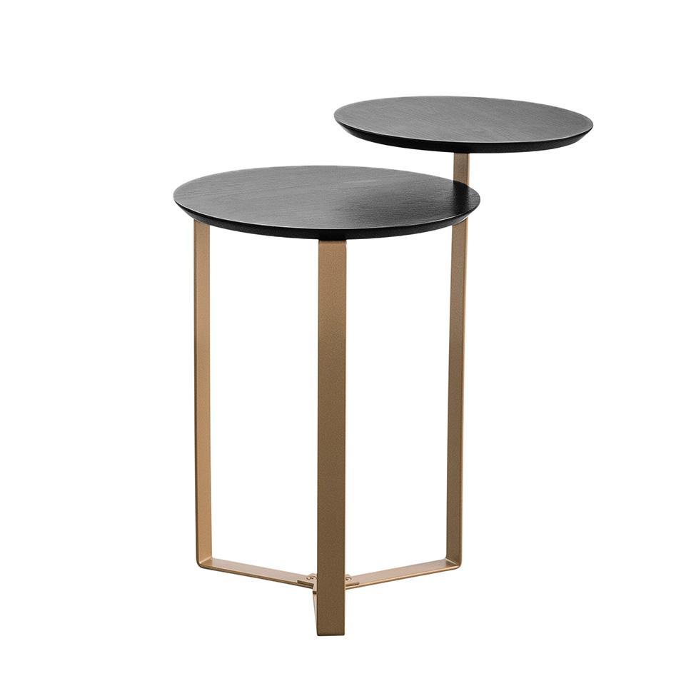 Mesa Lateral Redonda Complementos Nero e Dourada 44 cm - 1