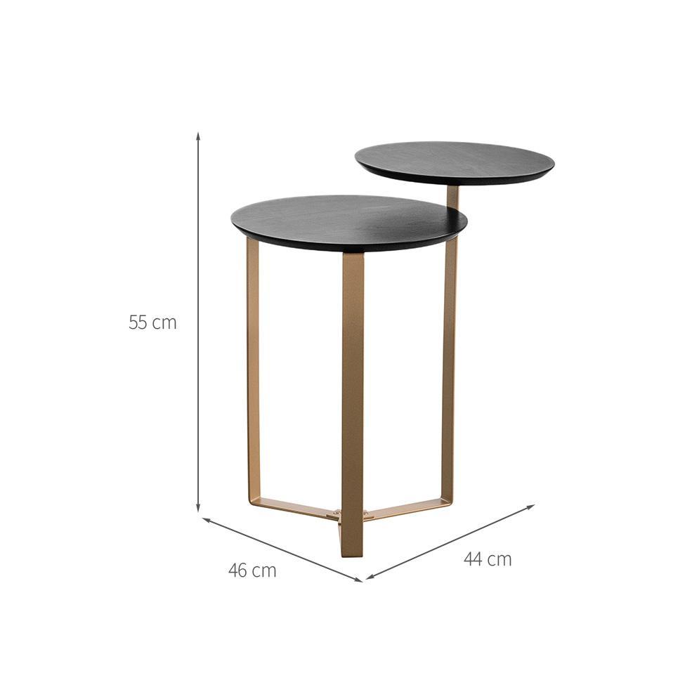 Mesa Lateral Redonda Complementos Nero e Dourada 44 cm - 3