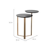 Mesa Lateral Redonda Complementos Nero e Dourada 44 cm - 3