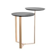 Mesa Lateral Redonda Complementos Nero e Dourada 44 cm