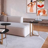 Mesa Lateral Redonda Complementos Nero e Dourada 44 cm - 6