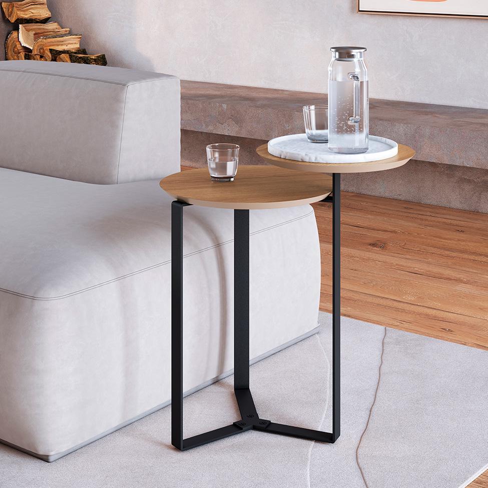 Mesa Lateral Redonda Complementos Hanover e Preta 44 cm - 2