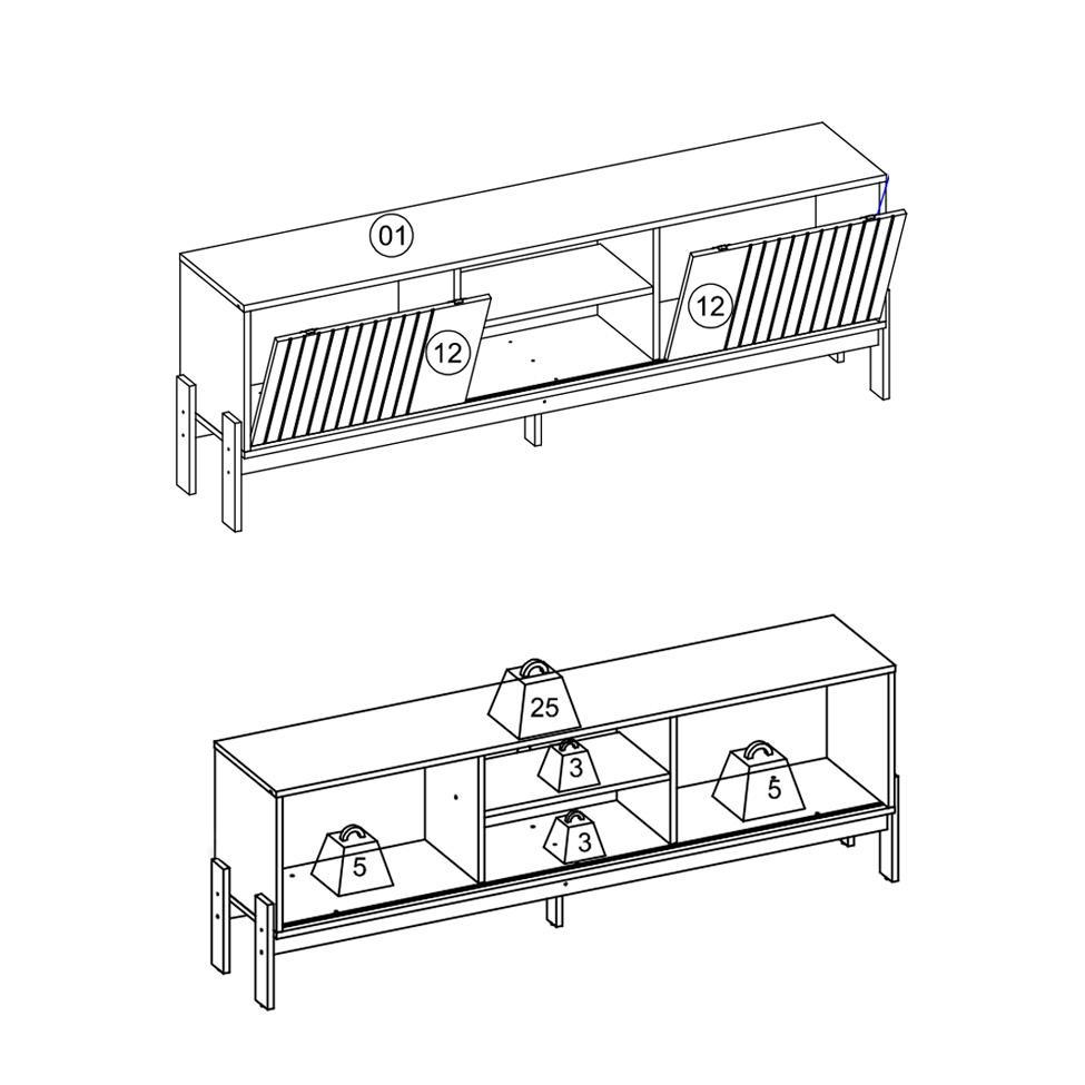 Rack para TV até 72 Polegadas Tannen 2 PT Off White e Freijó - 4