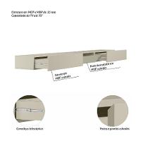 Painel Ripado com Rack Suspenso até 70 Polegadas Tulum com LED 1 PT 2 GV Off White Alt 242 Larg 222 cm - 5