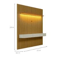 Painel Ripado com Rack Suspenso até 70 Polegadas Tulum com LED 1 PT 2 GV Cedro e Off White Alt 218 Larg 222 cm - 3