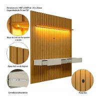 Painel Ripado com Rack Suspenso até 70 Polegadas Tulum com LED 1 PT 2 GV Cedro e Off White Alt 218 Larg 222 cm - 5