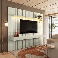 Painel Ripado com Rack Suspenso até 70 Polegadas Tulum com LED 1 PT 2 GV Off White Alt 218 Larg 222 cm - 2