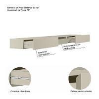 Painel Ripado com Rack Suspenso até 70 Polegadas Tulum com LED 1 PT 2 GV Off White Alt 218 Larg 222 cm - 6