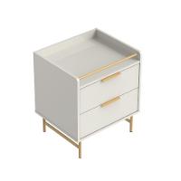 Mesa de Cabeceira Yves 2 GV Off White e Dourada - 1
