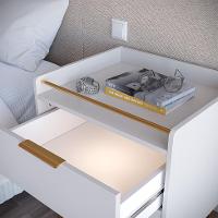 Mesa de Cabeceira Yves 2 GV Off White e Dourada - 2