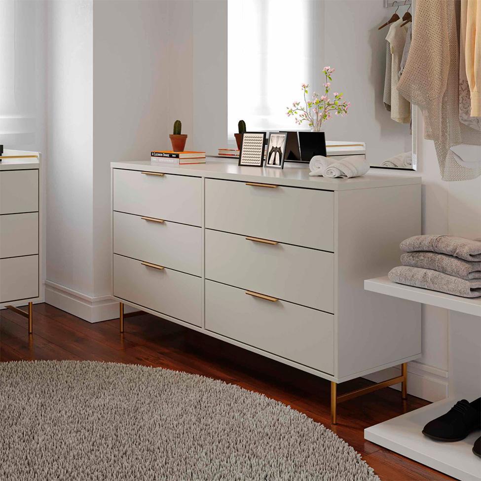 Cômoda Yves 6 GV Off White e Dourada - 2