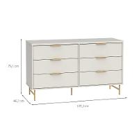 Cômoda Yves 6 GV Off White e Dourada - 3