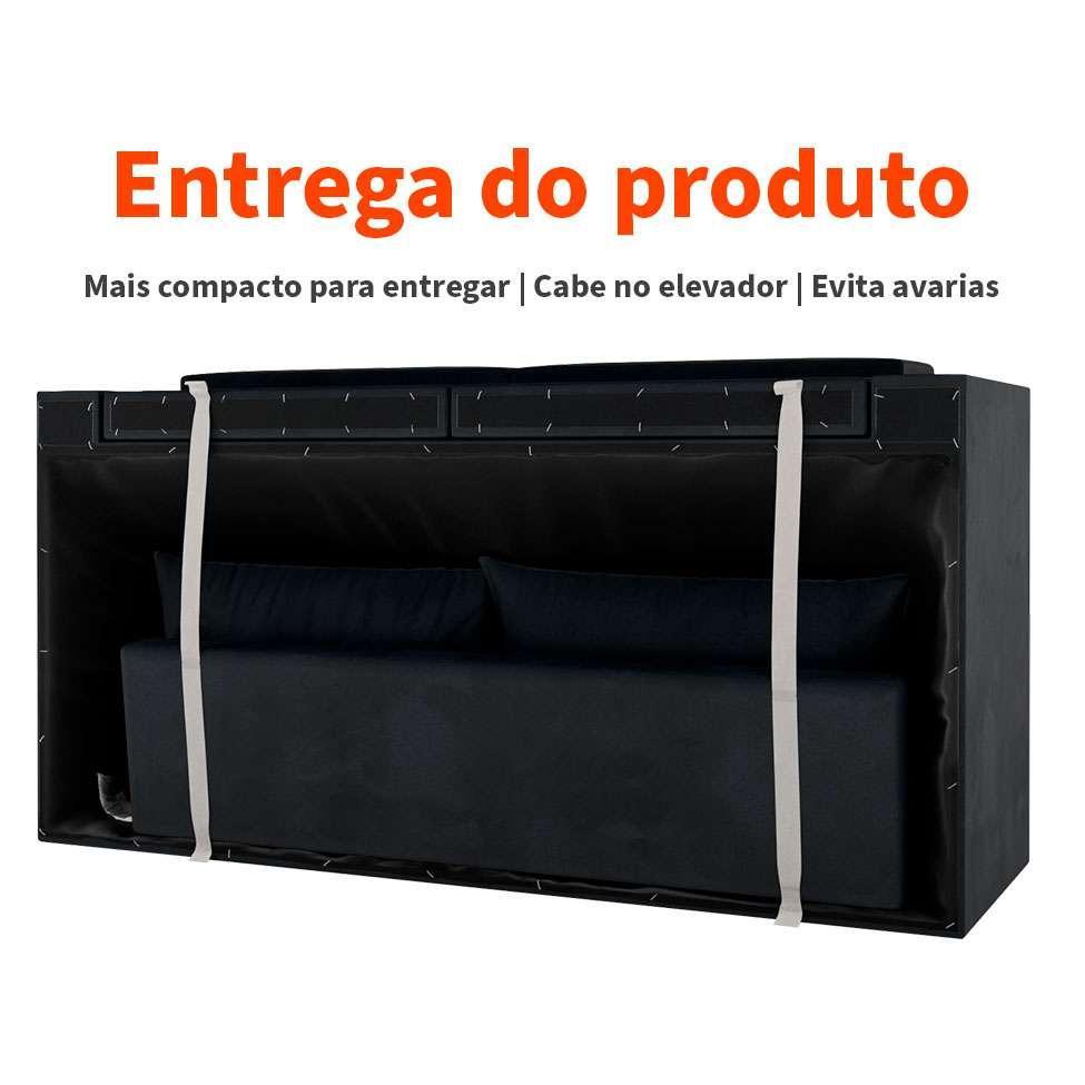 Sofá 3 Lugares Retrátil Lubeck Suede Preto 180 cm - 6